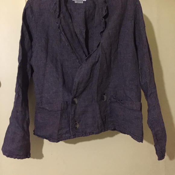 Flax striped brown linen blazer - Picture 6 of 6